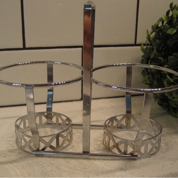 Vintage Libbey Silver, Black & Gold Glass Condiment Set - Picture 5 of 5